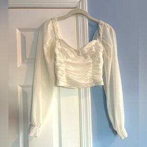 White Long Sleeve Crop Top